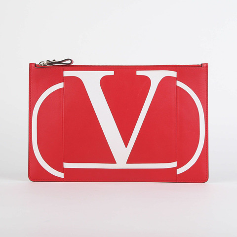 VALENTINO 紅色皮革 V 型標誌