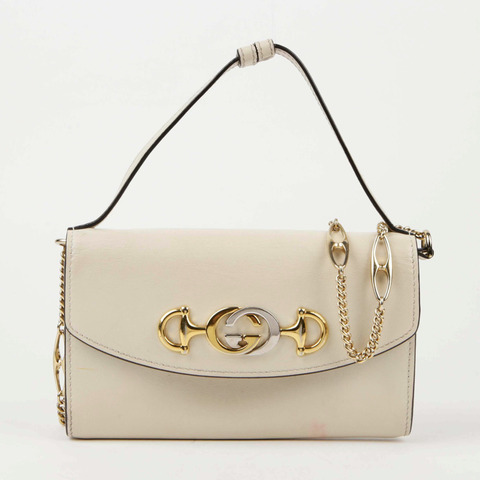GUCCI 象牙色皮革 Jumi 手提包和單肩包