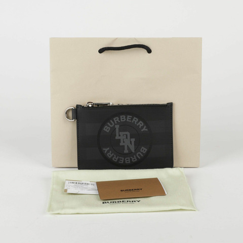 BURBERRY 深炭灰色 Goro 圖案零錢包
