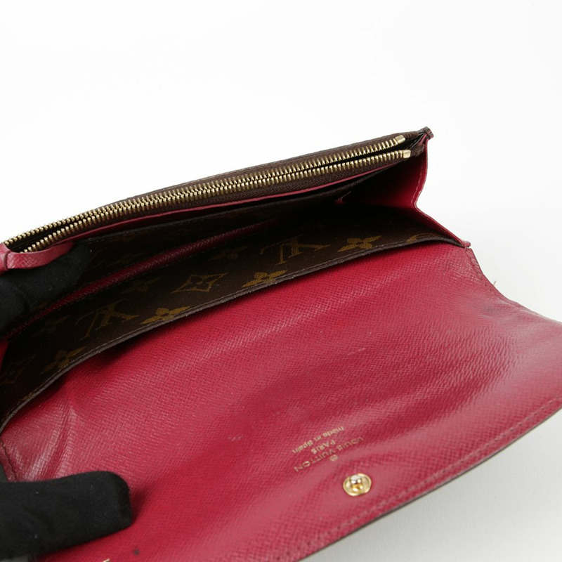 LOUIS VUITTON Emily 紫紅色 Monogram 帆布長版皮夾-7