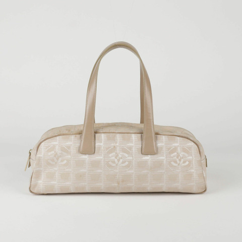 CHANEL 米色布藝旅行手提單肩包