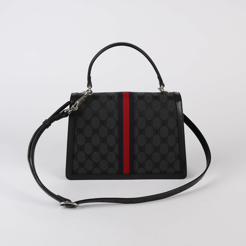BALENCIAGA 小號黑色 BB 提花帆布 Hacker Project 頂部提把和單肩包-2