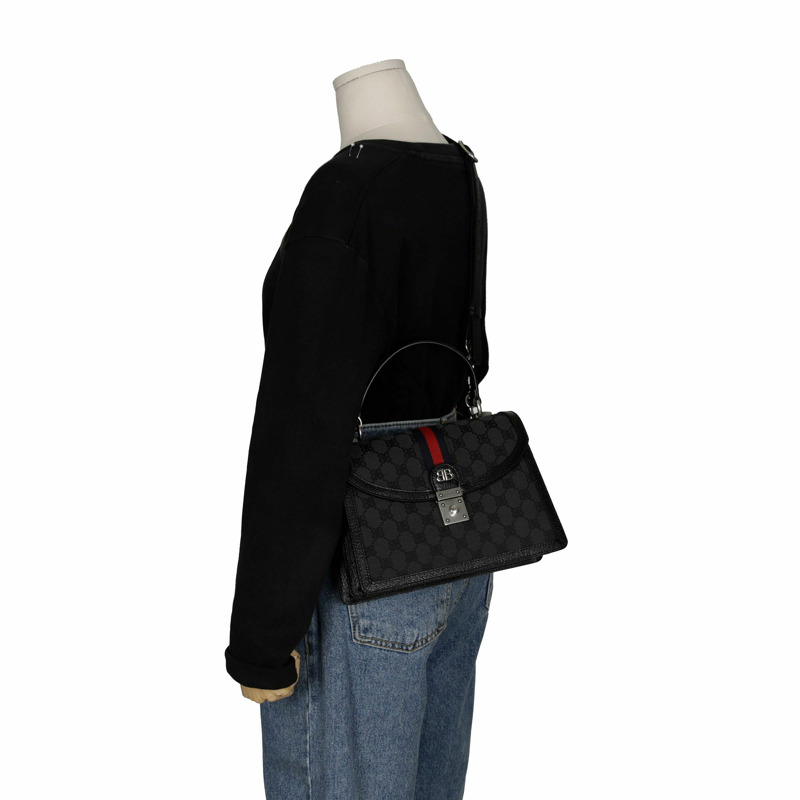 【包稅】BALENCIAGA 小號黑色 BB 提花帆布 Hacker Project 手提/肩背包-8