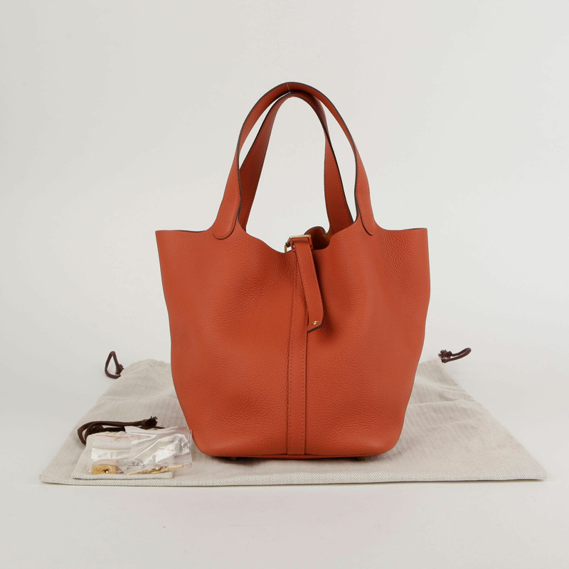 HERMES Terebatu 彩色皮革金色 Picotan 托特包 22-0