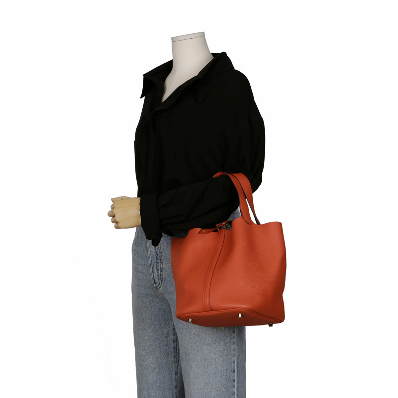 【包稅】HERMES Terebatu 彩色皮革鍍金 Picotan 手提包 22-5