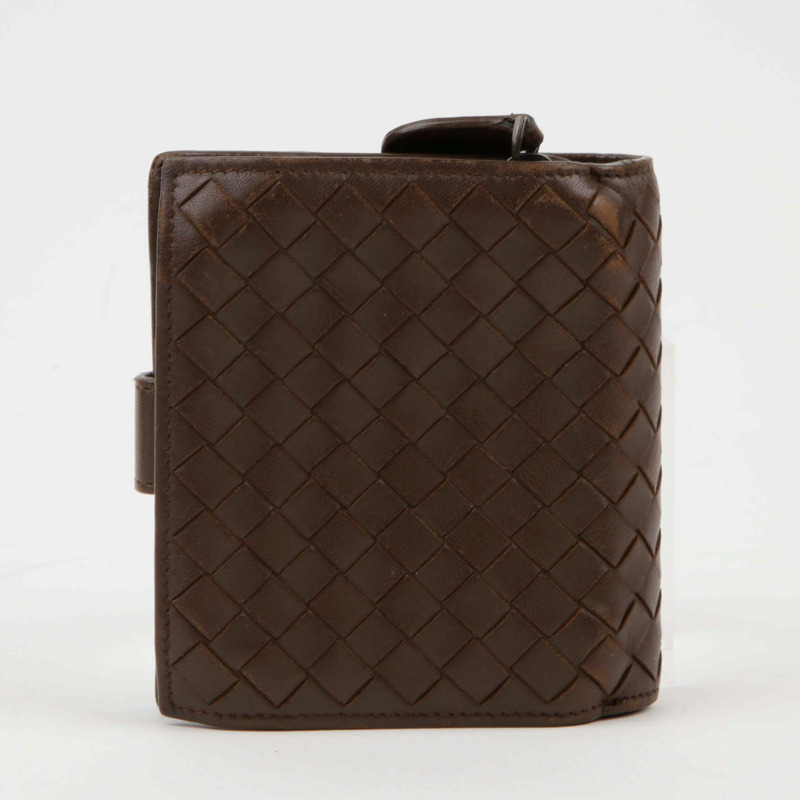 BOTTEGA VENETA Intrecciato 棕色皮革錢包-1