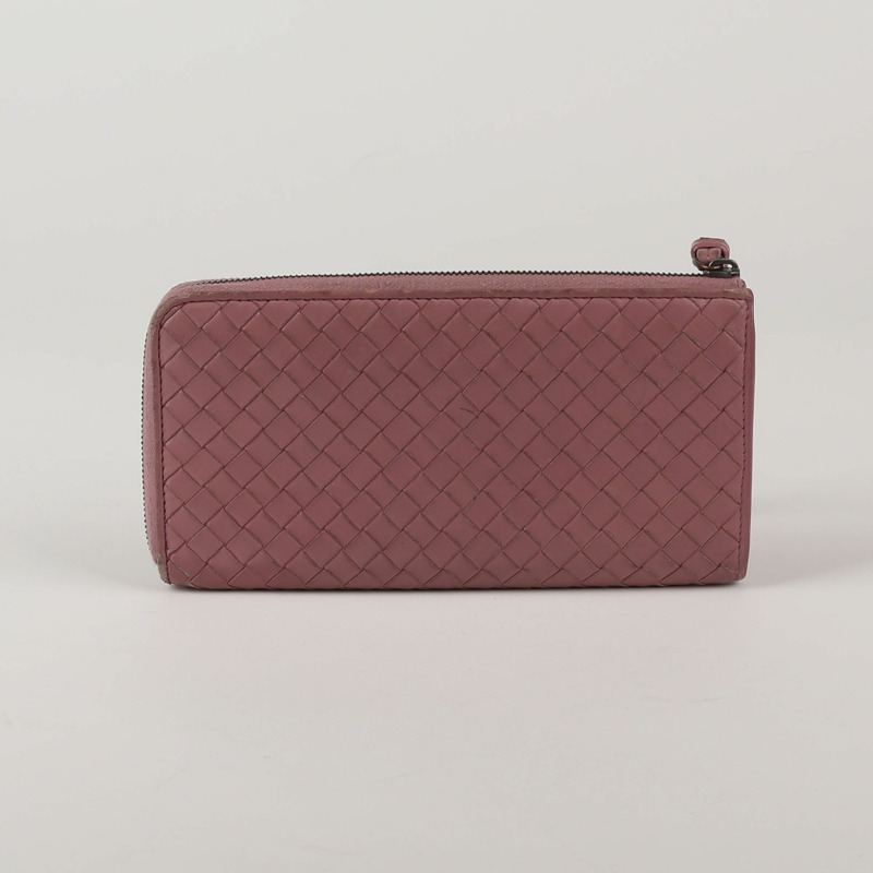 BOTTEGA VENETA 深粉色 Intrecciato 皮革長版皮夾-1