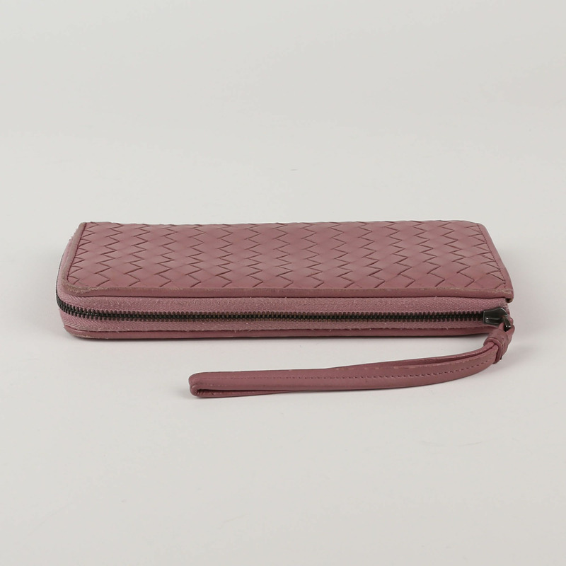 BOTTEGA VENETA 深粉色 Intrecciato 皮革長版皮夾-2