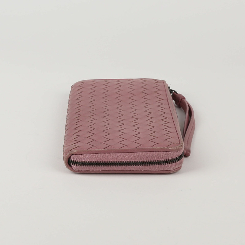 BOTTEGA VENETA 深粉色 Intrecciato 皮革長版皮夾-3
