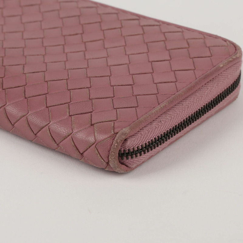 BOTTEGA VENETA 深粉色 Intrecciato 皮革長版皮夾-4