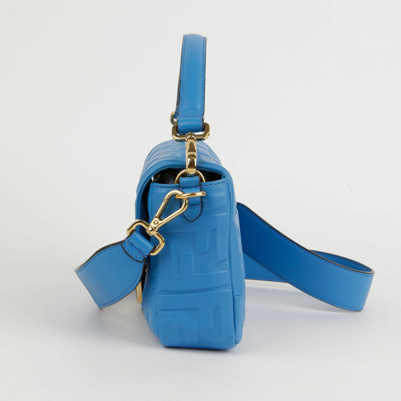 【包稅】FENDI 中型藍色納帕皮革法國棍形單肩斜背包-1