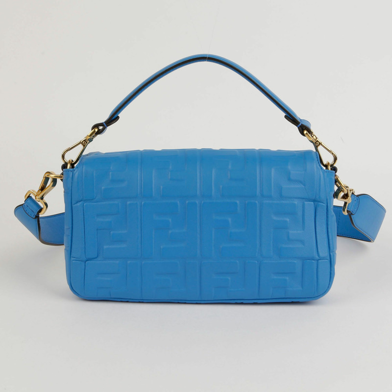 【包稅】FENDI 中型藍色納帕皮革法國棍形單肩斜背包-2