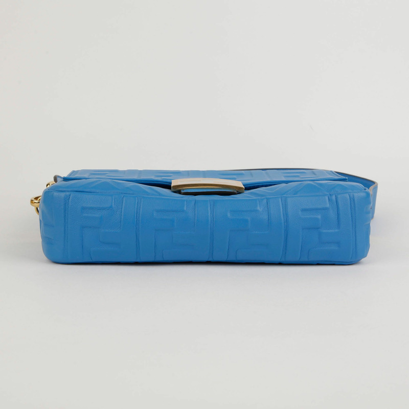 【包稅】FENDI 中型藍色納帕皮革法國棍形單肩斜背包-3