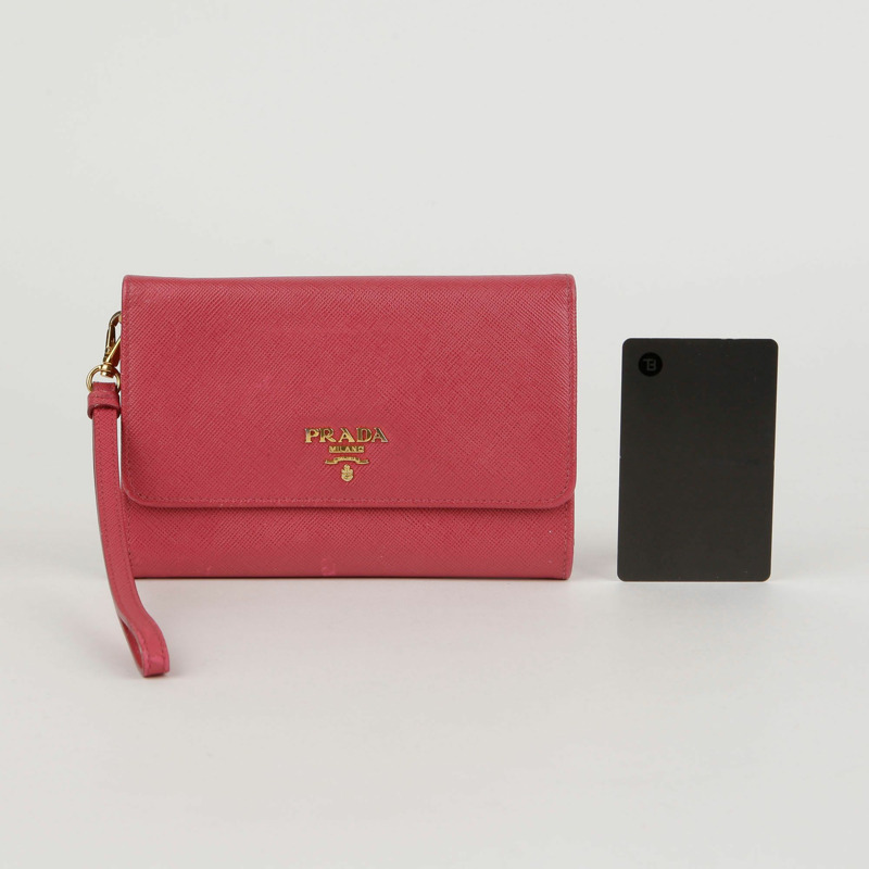 PRADA 粉紅色 Saffiano 皮革肩帶皮夾-9