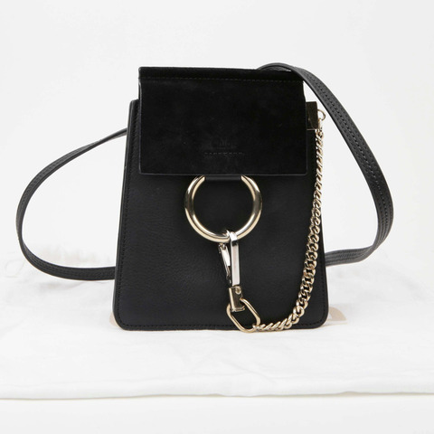 CHLOE 迷你黑色皮革手環手提包和肩背包