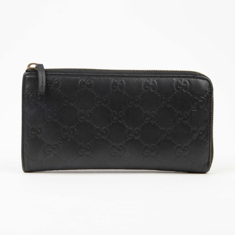 GUCCI 黑色 Shima 皮革長皮夾