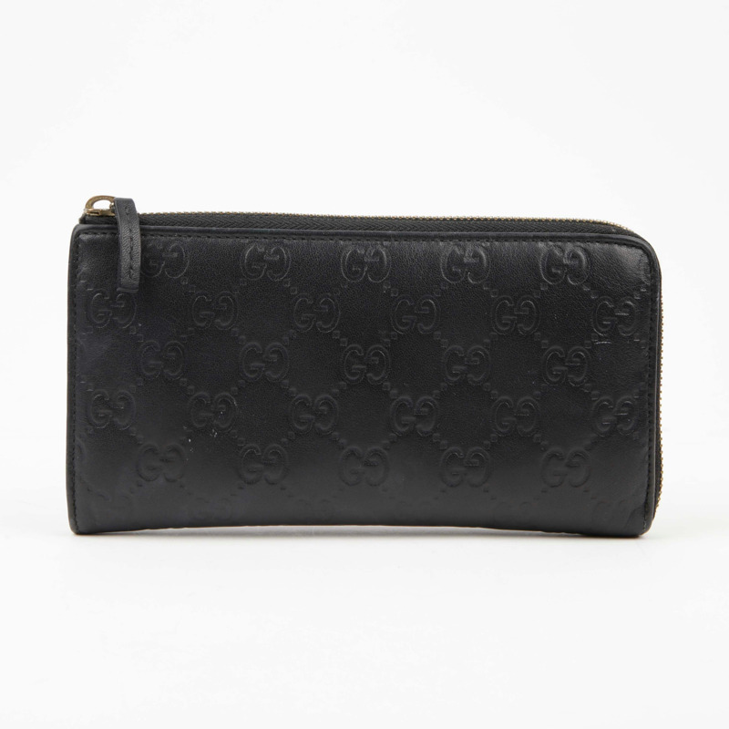 GUCCI 黑色 Shima 皮革長皮夾-0