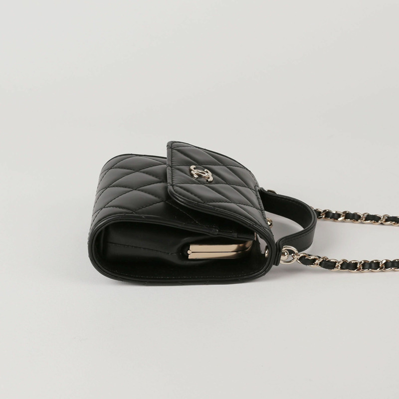 【包稅】CHANEL 迷你黑色羊皮復古手把鏈條單肩斜背包-2