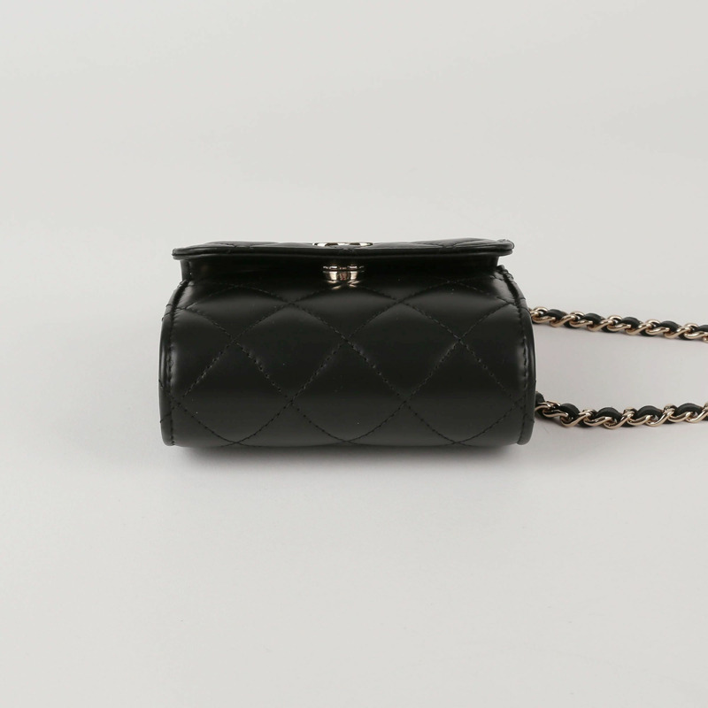 【包稅】CHANEL 迷你黑色羊皮復古手把鏈條單肩斜背包-3