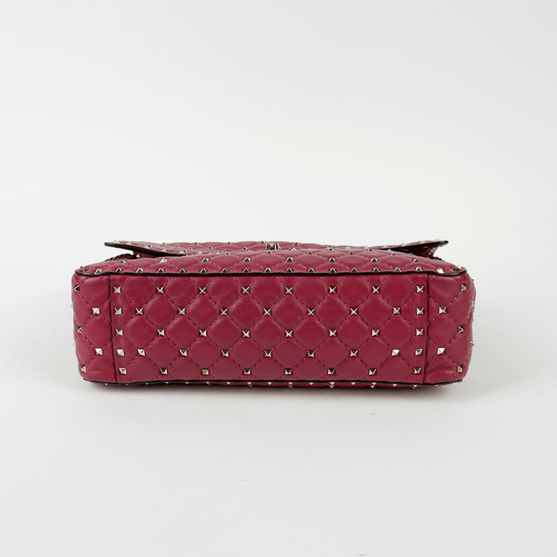 VALENTINO 勃根地紅皮革 Rockstud 手提包和單肩包-3
