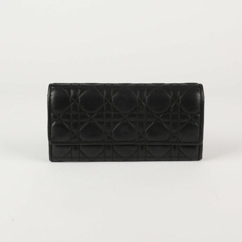 DIOR 黑色 Canage 小羊皮鏈條長皮夾