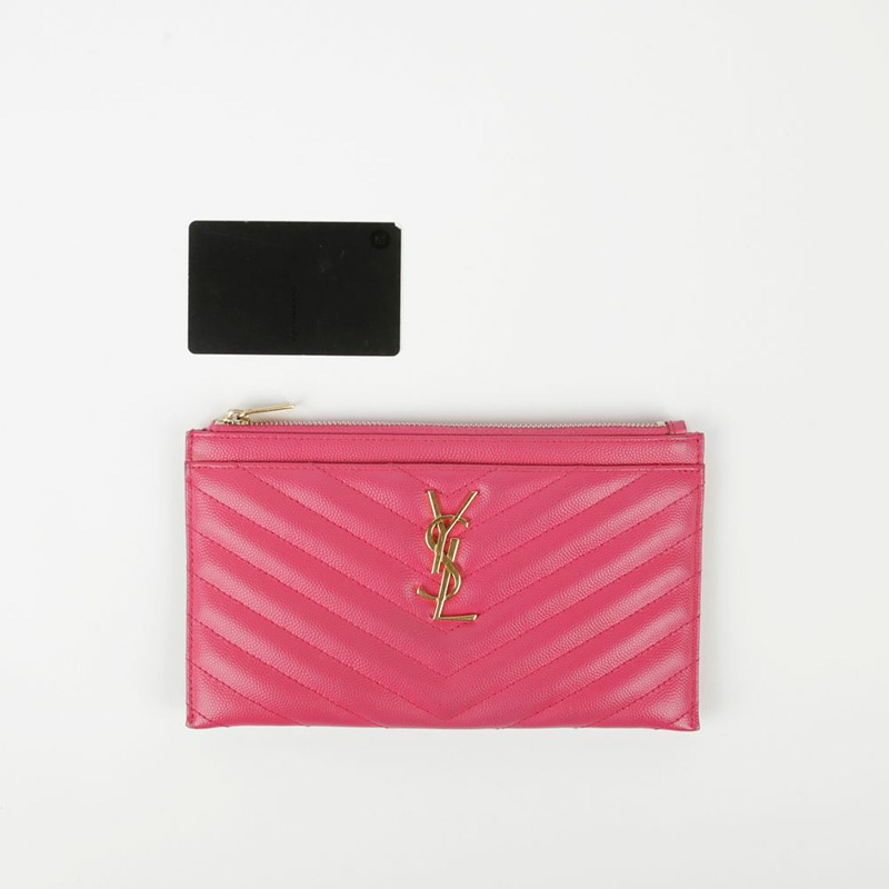 SAINT LAURENT 粉紅色 Grand Poudre 皮革 Bill 手拿包-7