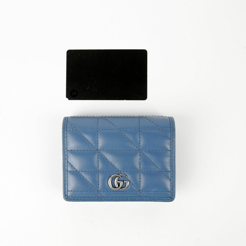 GUCCI 淺藍色絎縫皮革 Marmont 卡包-6