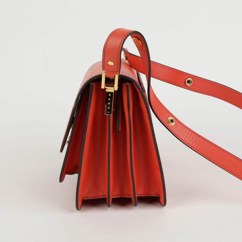 MARNI 中型橙色 Saffiano 皮革 Trunk 單背包和斜背包-1