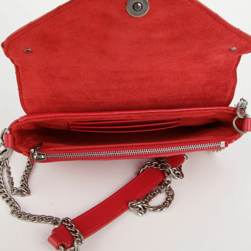 【包稅】LOUIS VUITTON 紅色皮革新款鏈條斜背包-4
