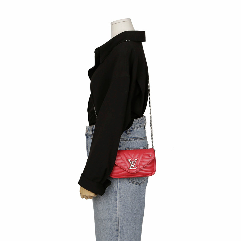 【包稅】LOUIS VUITTON 紅色皮革新款鏈條斜背包-5