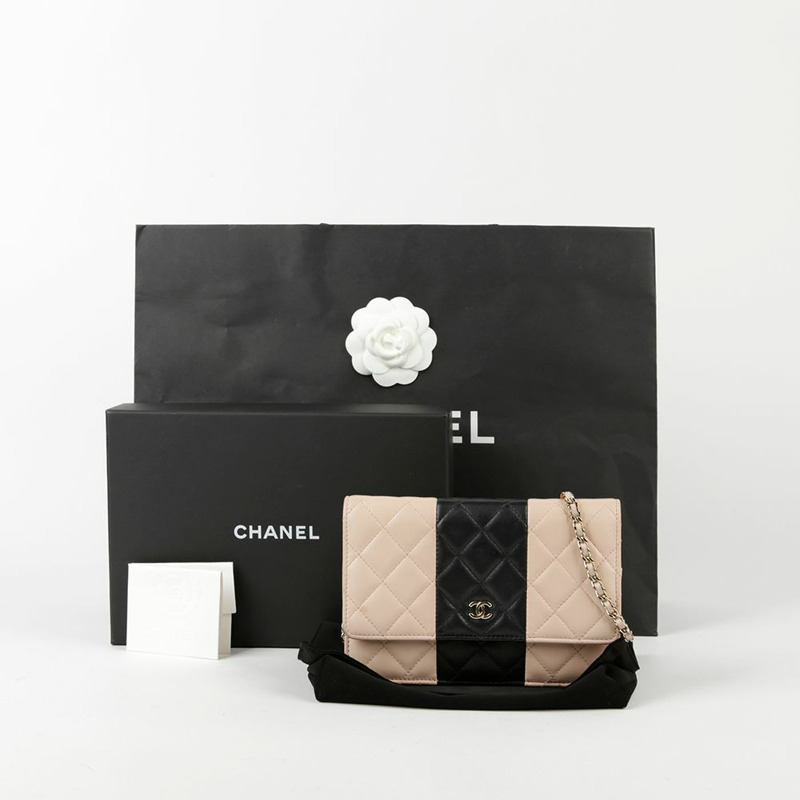 CHANEL 迷你雙色小羊皮經典WOC肩斜背包-0