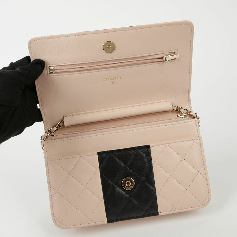CHANEL 迷你雙色小羊皮經典WOC肩斜背包-8