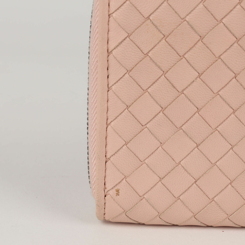 BOTTEGA VENETA 粉紅色 Intrecciato 皮革拉鍊長版錢包-2