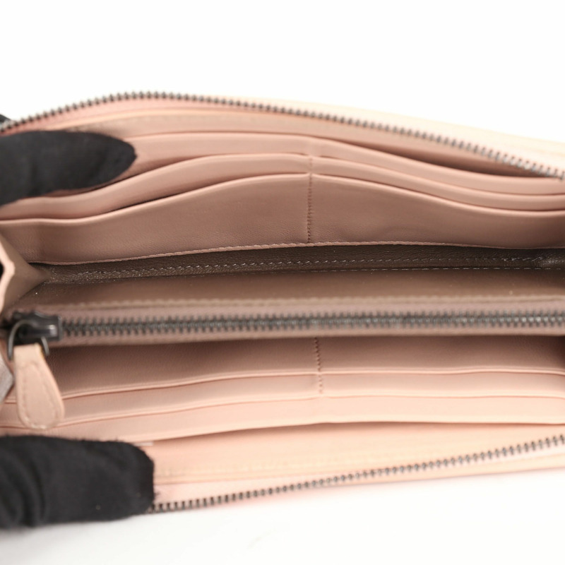 BOTTEGA VENETA 粉紅色 Intrecciato 皮革拉鍊長版錢包-7