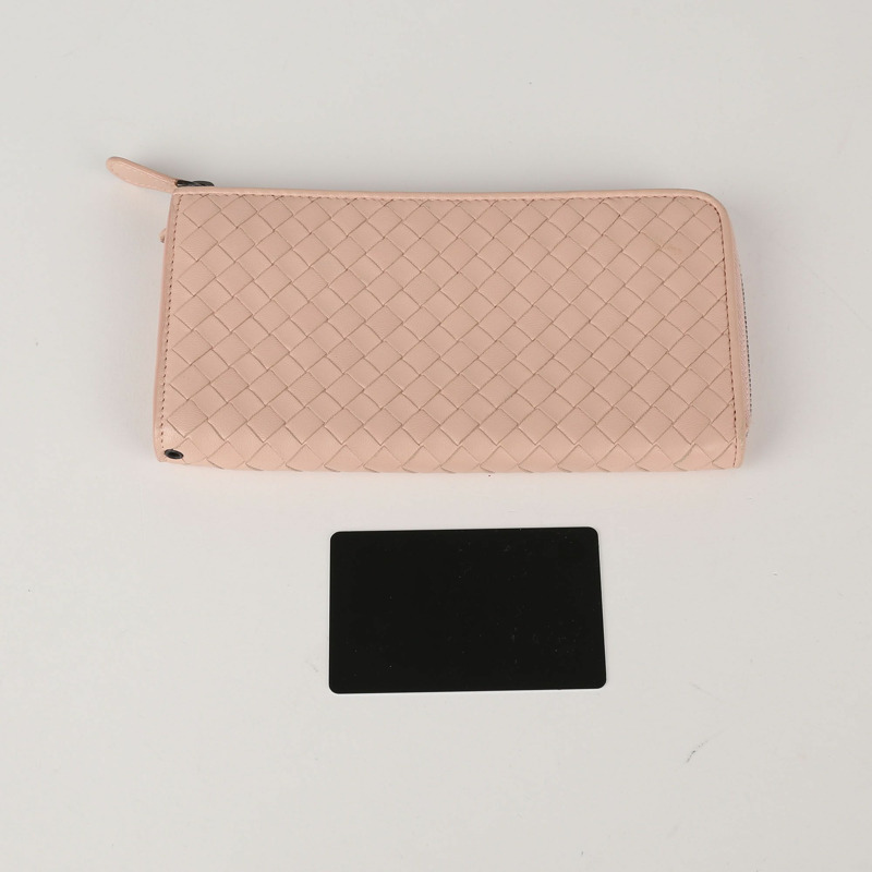 BOTTEGA VENETA 粉紅色 Intrecciato 皮革拉鍊長版錢包-8
