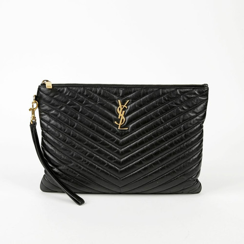 SAINT LAURENT Matelassé 皮革 Monogram 平板電腦包手拿包