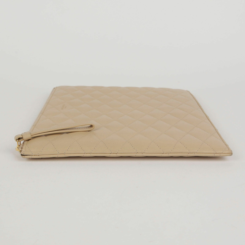 SAINT LAURENT 米色絎縫皮革 iPad 袋-2