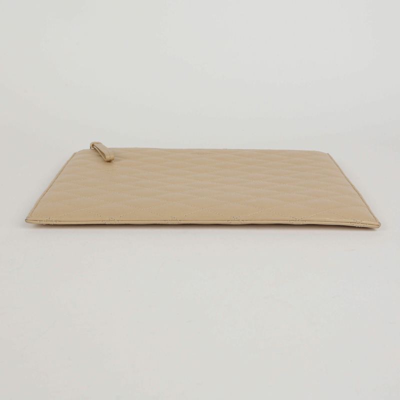 SAINT LAURENT 米色絎縫皮革 iPad 袋-3