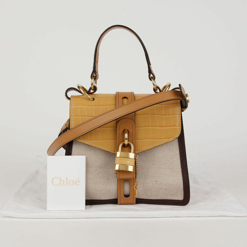 CHLOE 多色圖案皮革帆布 Abbey Day 手提包和單肩包