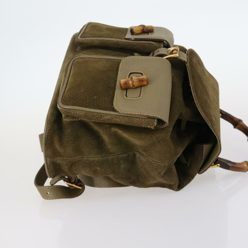 【日本直送】GUCCI 竹子背包 絨面革 卡其色 金色 003 2058 0016 正品 th6322-2