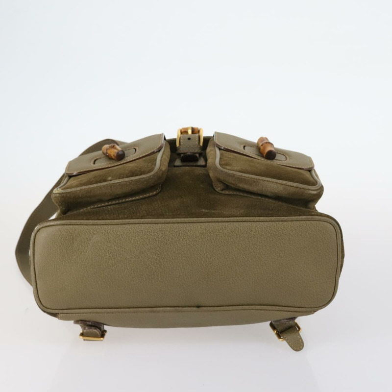 【日本直送】GUCCI 竹子背包 絨面革 卡其色 金色 003 2058 0016 正品 th6322-4