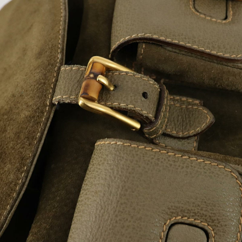 【日本直送】GUCCI 竹子背包 絨面革 卡其色 金色 003 2058 0016 正品 th6322-8
