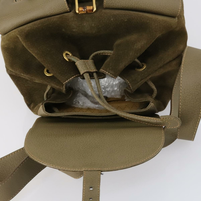 【日本直送】GUCCI 竹子背包 絨面革 卡其色 金色 003 2058 0016 正品 th6322-9
