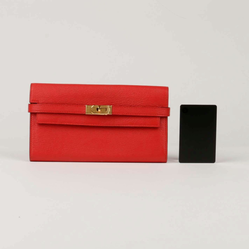 HERMES Luscasac 皮革 Kelly 長版皮夾 D-7