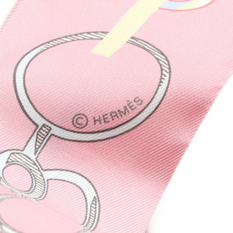 HERMES Twilly DO RE BOUCLES 圍巾 絲綢 絲綢 米色 多色 米色 二手 女士-1