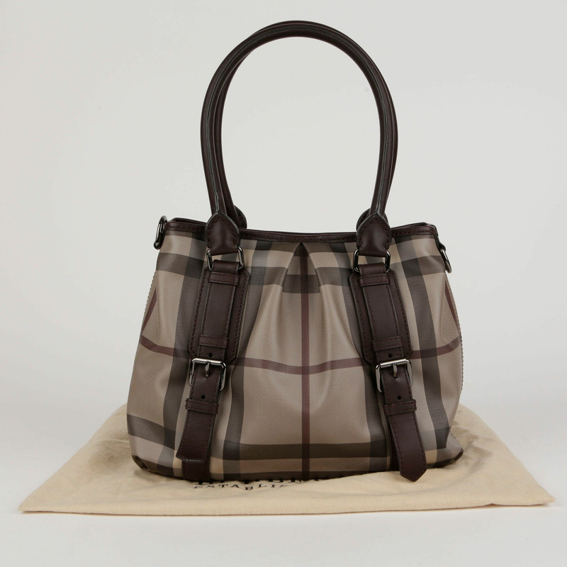 BURBERRY 煙燻格紋 PVC Northfield 手提袋-0