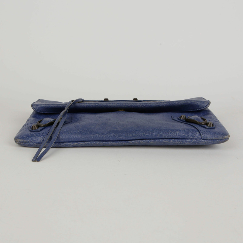 BALENCIAGA 藍色皮革信封手拿包-5