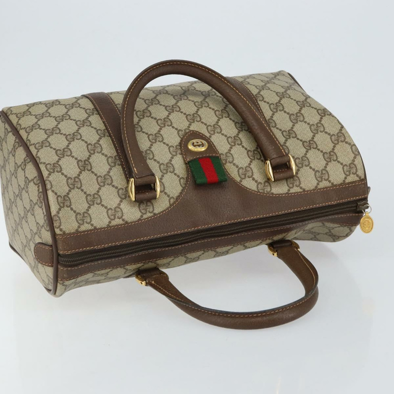 【日本直送】GUCCI GG Supreme Web Sherry Line 波士頓包 PVC 米金色 40 02 007 正品 143489-5