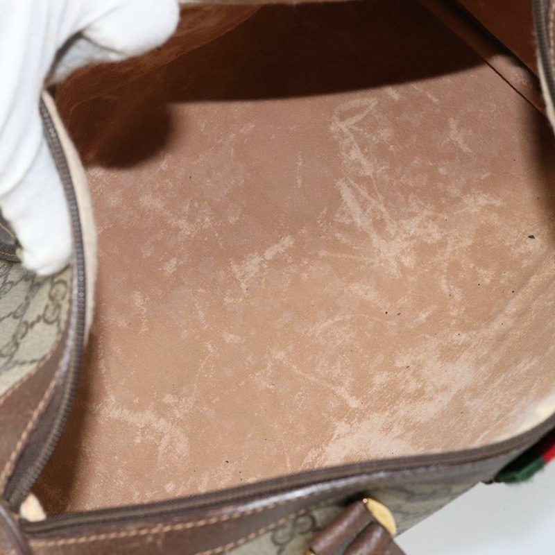 【日本直送】GUCCI GG Supreme Web Sherry Line 波士頓包 PVC 米金色 40 02 007 正品 143489-10