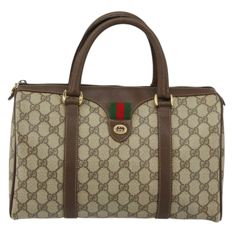 【日本直送】GUCCI GG Supreme Web Sherry Line 波士頓包 PVC 米金色 40 02 007 正品 143489-12